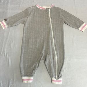 Juddlies - Cozy Gray and Pink One Piece Romper/Sleeper with Full-Length Zipper